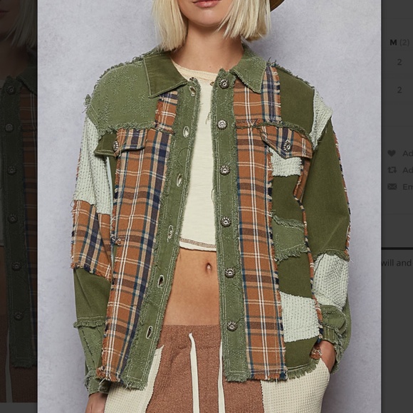 POL “ Mankato ” POL Jacket Shacket in Twill and Plaid Mix Fabric 68 - Picture 2 of 7